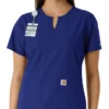 Blusa médica de mujer Force Essentials con cuello en V y paneles de punto en las partes de arriba