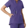 Blusa médica de mujer Force Essentials con cuello en V y paneles de punto en las partes de arriba