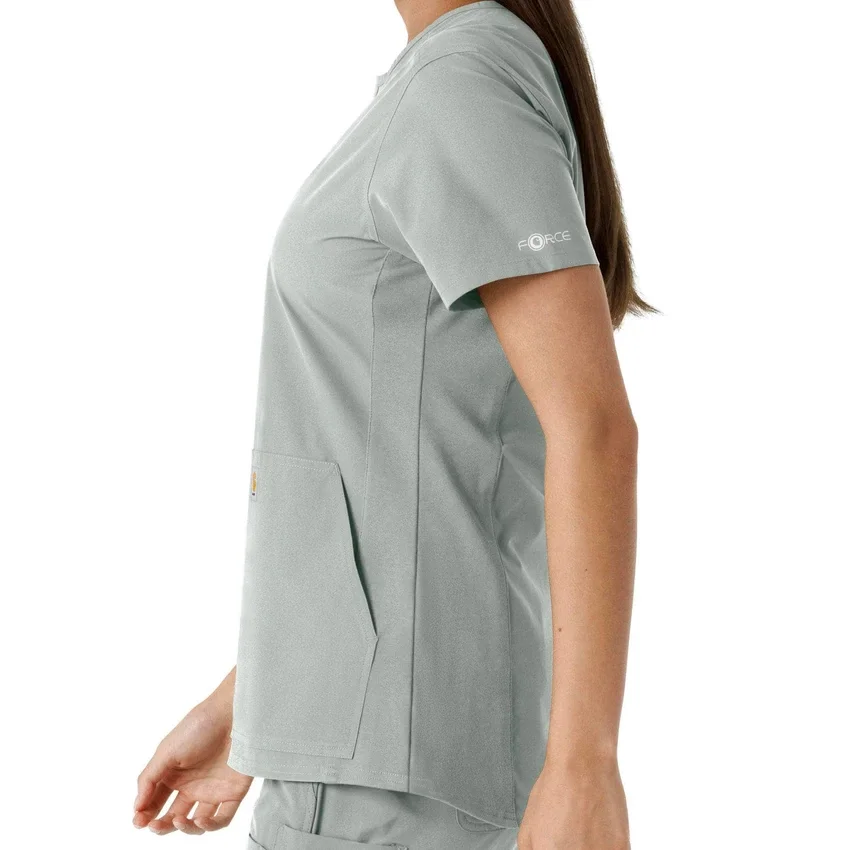 Blusa médica de mujer Force Essentials con cuello en V y paneles de punto en las partes de arriba