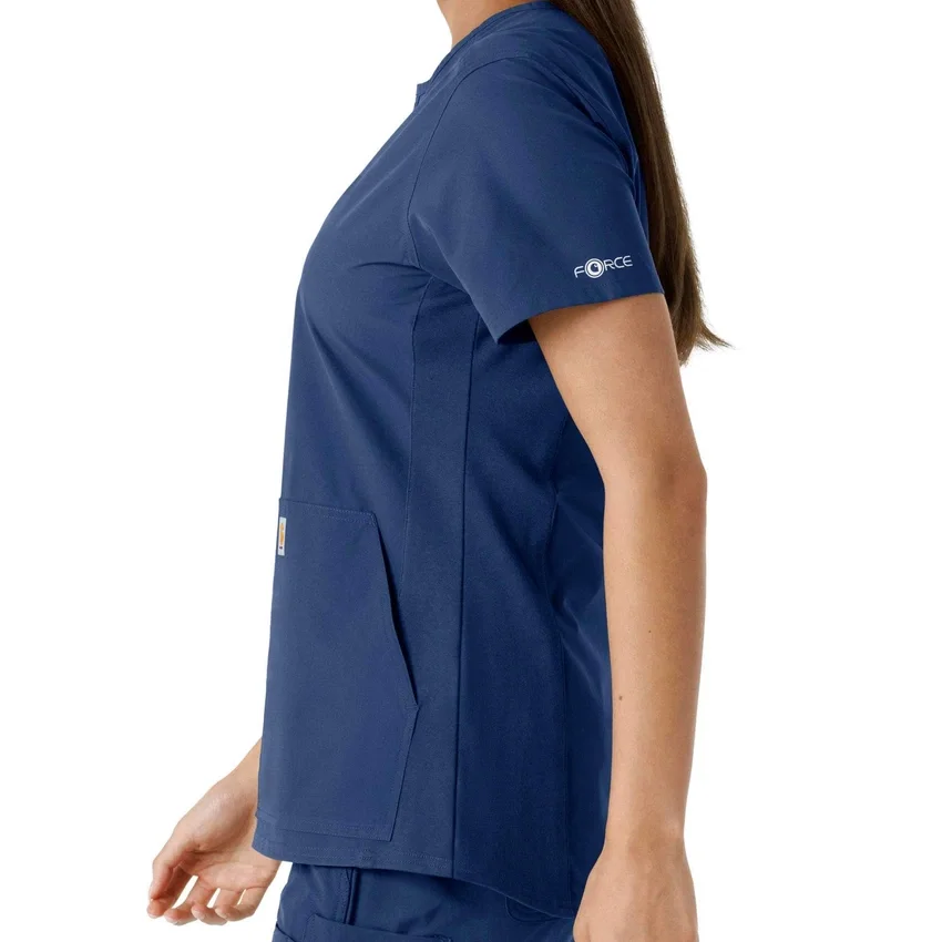 Blusa médica de mujer Force Essentials con cuello en V y paneles de punto en las partes de arriba