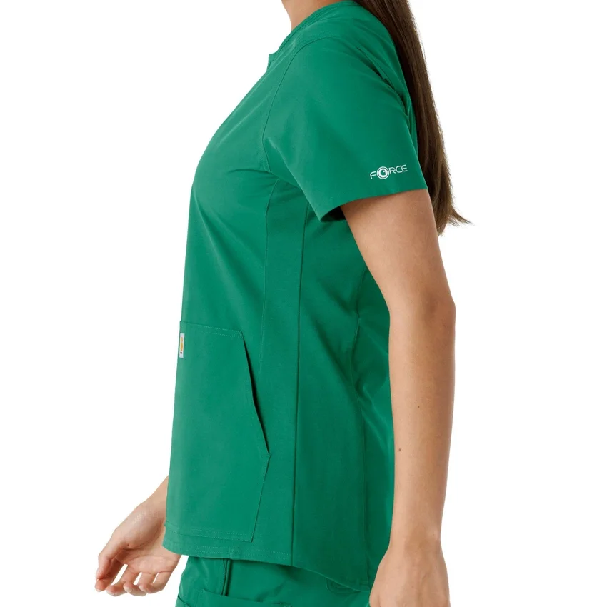 Blusa médica de mujer Force Essentials con cuello en V y paneles de punto en las partes de arriba