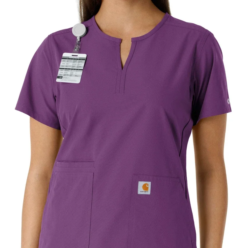 Blusa médica de mujer Force Essentials con cuello en V y paneles de punto en las partes de arriba