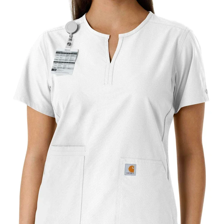 Blusa médica de mujer Force Essentials con cuello en V y paneles de punto en las partes de arriba