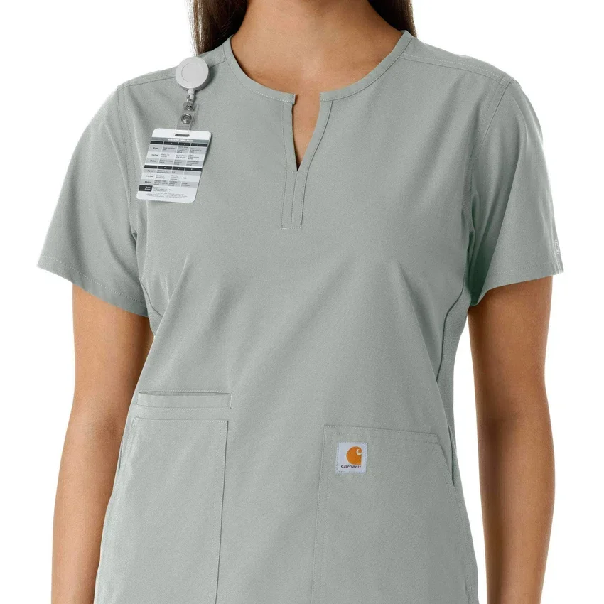 Blusa médica de mujer Force Essentials con cuello en V y paneles de punto en las partes de arriba