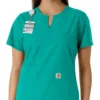Blusa médica de mujer Force Essentials con cuello en V y paneles de punto en las partes de arriba