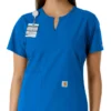 Blusa médica de mujer Force Essentials con cuello en V y paneles de punto en las partes de arriba