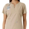 Blusa médica de mujer Force Essentials con cuello en V y paneles de punto en las partes de arriba