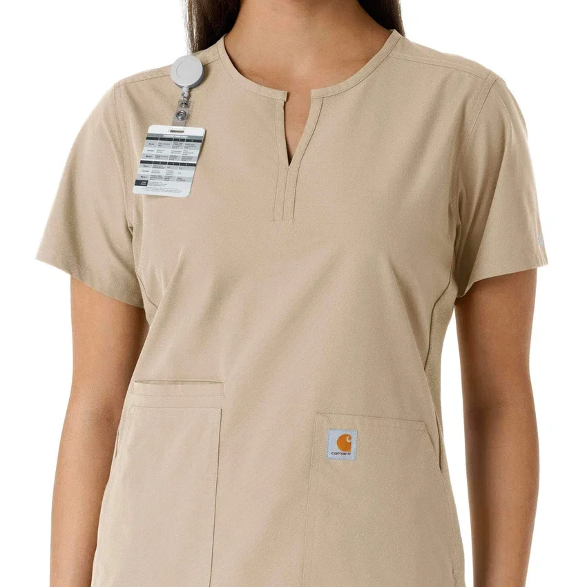 Blusa médica de mujer Force Essentials con cuello en V y paneles de punto en las partes de arriba