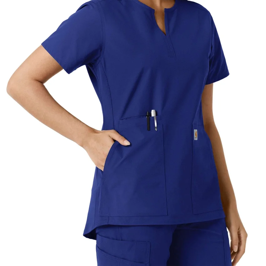 Blusa médica de mujer Force Essentials con cuello en V y paneles de punto en las partes de arriba