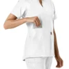 Blusa médica de mujer Force Essentials con cuello en V y paneles de punto en las partes de arriba