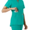 Blusa médica de mujer Force Essentials con cuello en V y paneles de punto en las partes de arriba