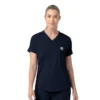 Blusa médica de punto con cuello en V Force Cross-Flex para mujer