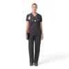 Blusa médica de punto con cuello en V Force Cross-Flex para mujer