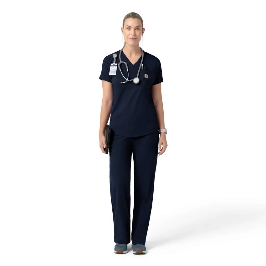 Blusa médica de punto con cuello en V Force Cross-Flex para mujer