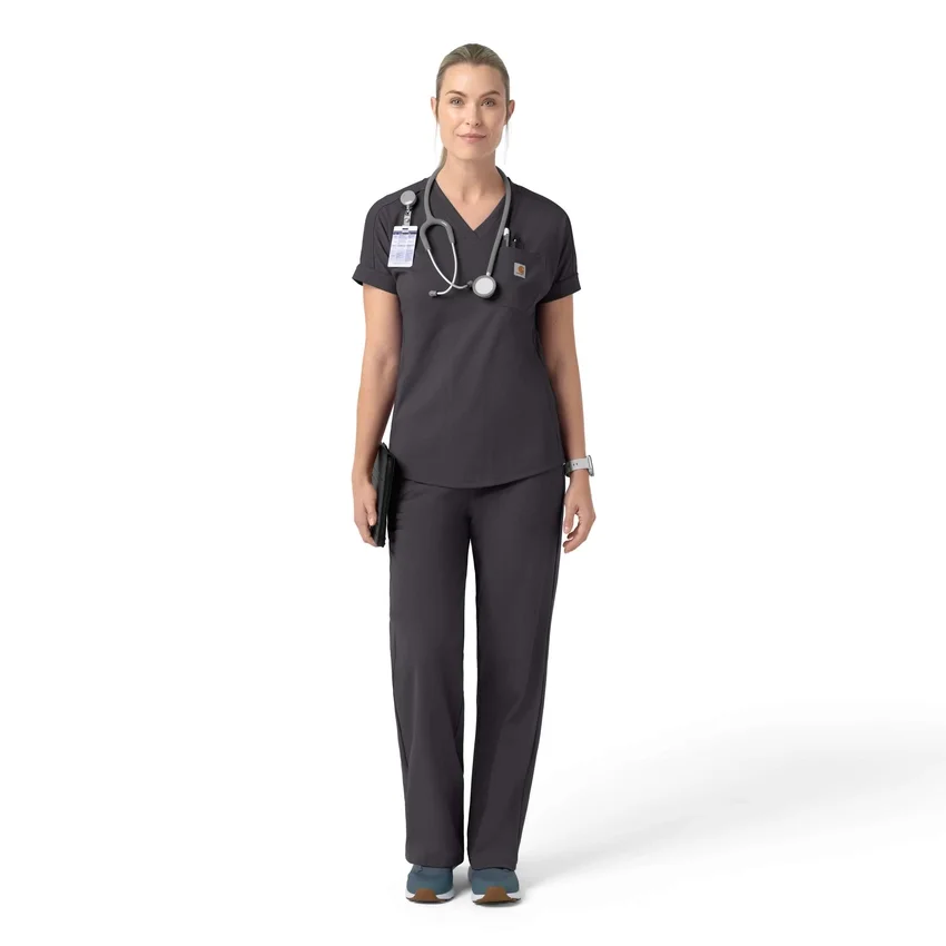 Blusa médica de punto con cuello en V Force Cross-Flex para mujer