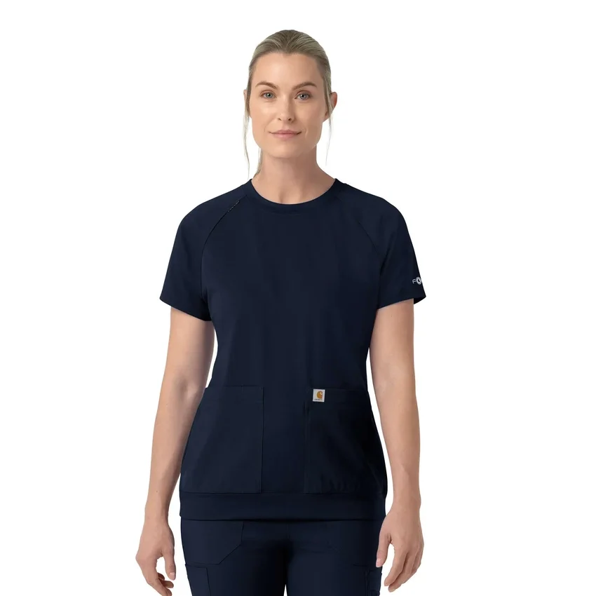Blusa médica de punto con cuello redondo Force Cross-Flex para mujer