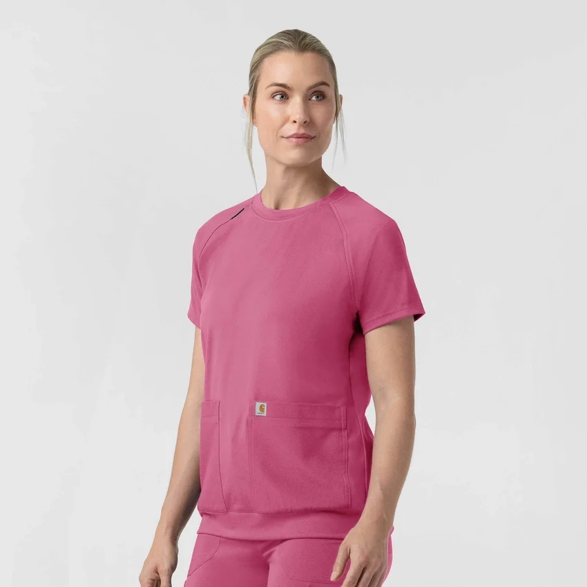 Blusa médica de punto con cuello redondo Force Cross-Flex para mujer