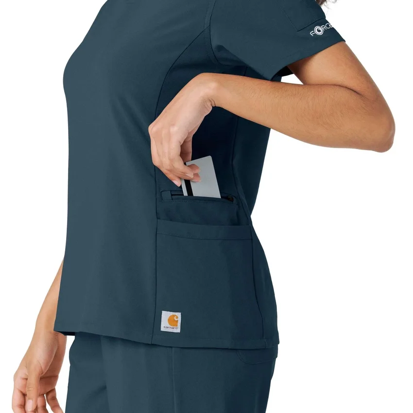Blusa médica Force Cross-Flex con paneles de punto para mujer