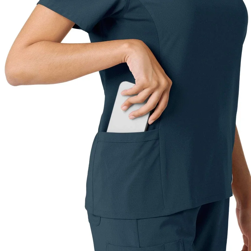 Blusa médica Force Cross-Flex con paneles de punto para mujer