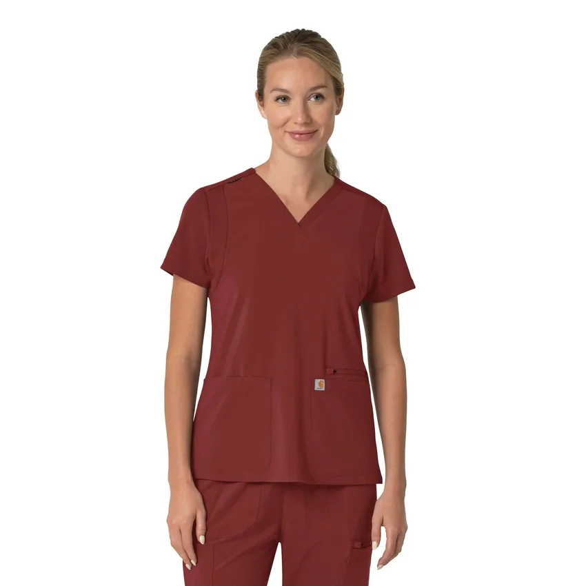 Blusa médica para mujer Force Cross-Flex con cuello en V y paneles elásticos en la parte de arriba