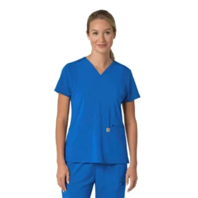 Blusa médica para mujer Force Cross-Flex con cuello en V y paneles elásticos en la parte de arriba