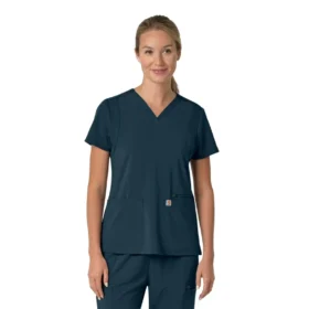 Blusa médica para mujer Force Cross-Flex con cuello en V y paneles elásticos en la parte de arriba