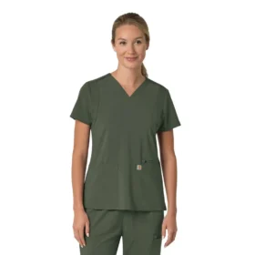 Blusa médica para mujer Force Cross-Flex con cuello en V y paneles elásticos en la parte de arriba
