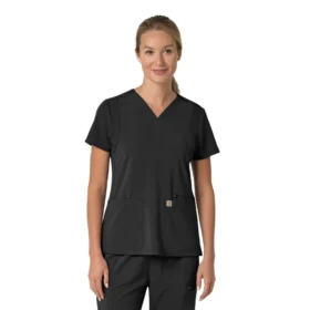Blusa médica para mujer Force Cross-Flex con cuello en V y paneles elásticos en la parte de arriba