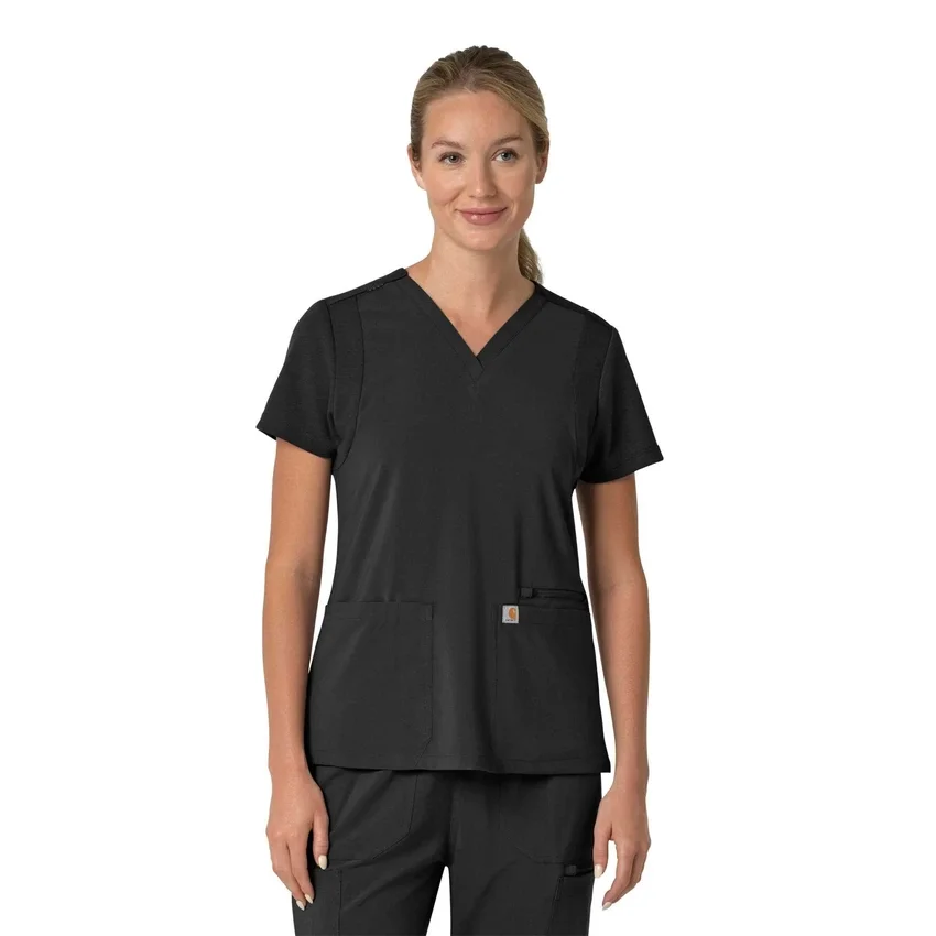 Blusa médica para mujer Force Cross-Flex con cuello en V y paneles elásticos en la parte de arriba