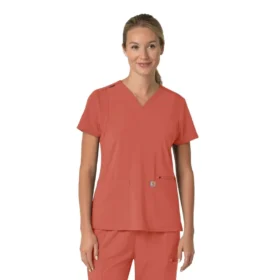 Blusa médica para mujer Force Cross-Flex con cuello en V y paneles elásticos en la parte de arriba