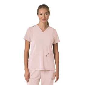 Blusa médica para mujer Force Cross-Flex con cuello en V y paneles elásticos en la parte de arriba