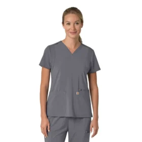 Blusa médica para mujer Force Cross-Flex con cuello en V y paneles elásticos en la parte de arriba