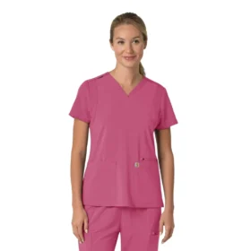 Blusa médica para mujer Force Cross-Flex con cuello en V y paneles elásticos en la parte de arriba