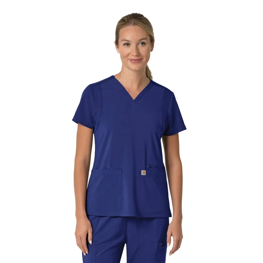 Blusa médica para mujer Force Cross-Flex con cuello en V y paneles elásticos en la parte de arriba