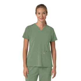Blusa médica para mujer Force Cross-Flex con cuello en V y paneles elásticos en la parte de arriba