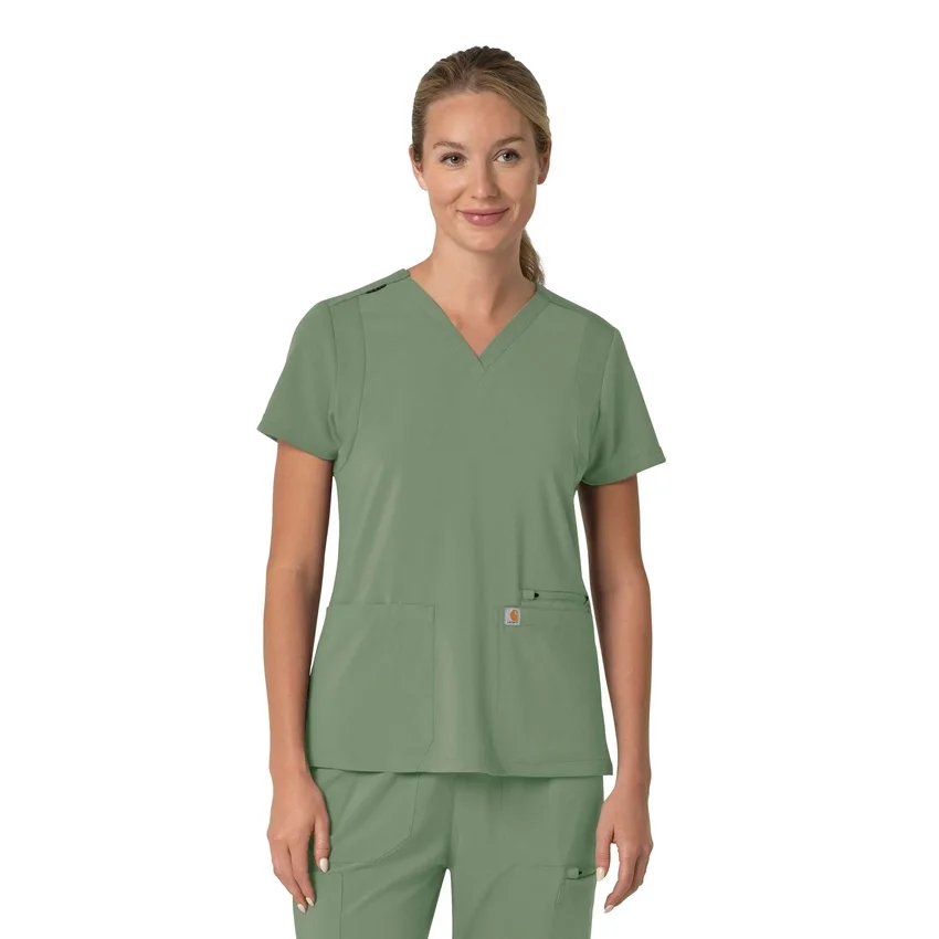 Blusa médica para mujer Force Cross-Flex con cuello en V y paneles elásticos en la parte de arriba