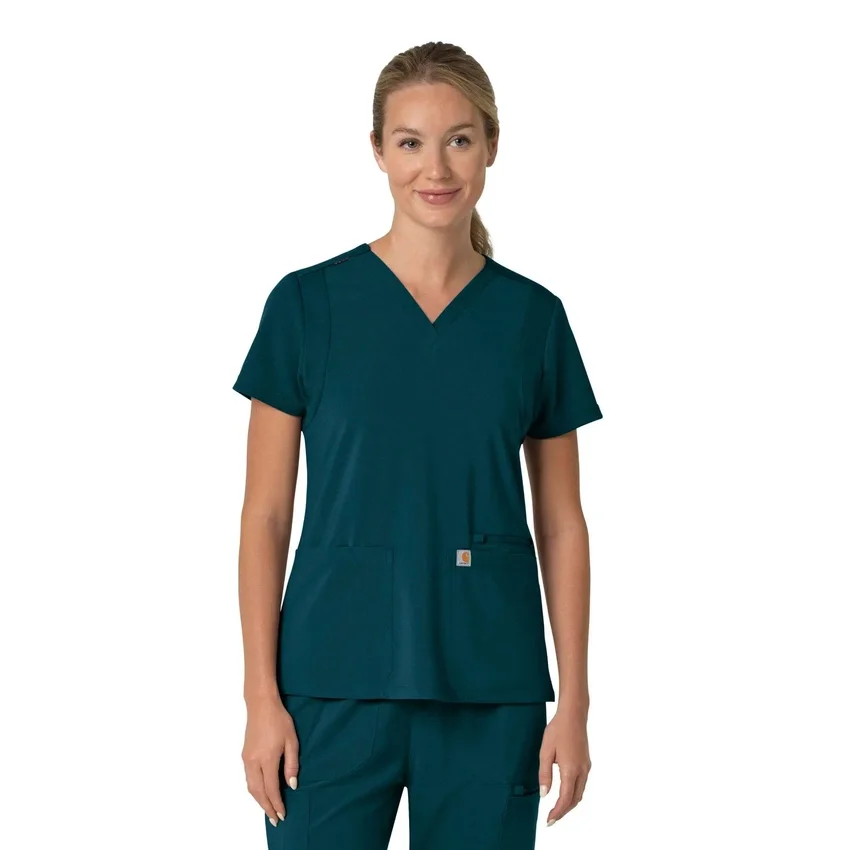 Blusa médica para mujer Force Cross-Flex con cuello en V y paneles elásticos en la parte de arriba