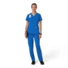 Blusa médica para mujer Force Cross-Flex con cuello en V y paneles elásticos en la parte de arriba