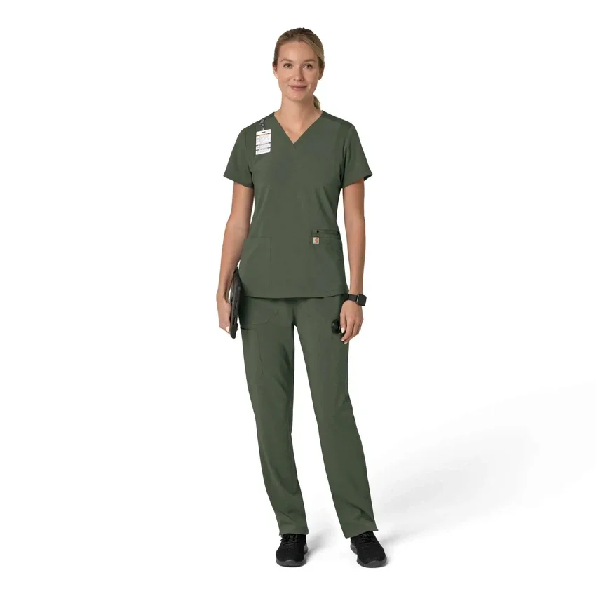 Blusa médica para mujer Force Cross-Flex con cuello en V y paneles elásticos en la parte de arriba