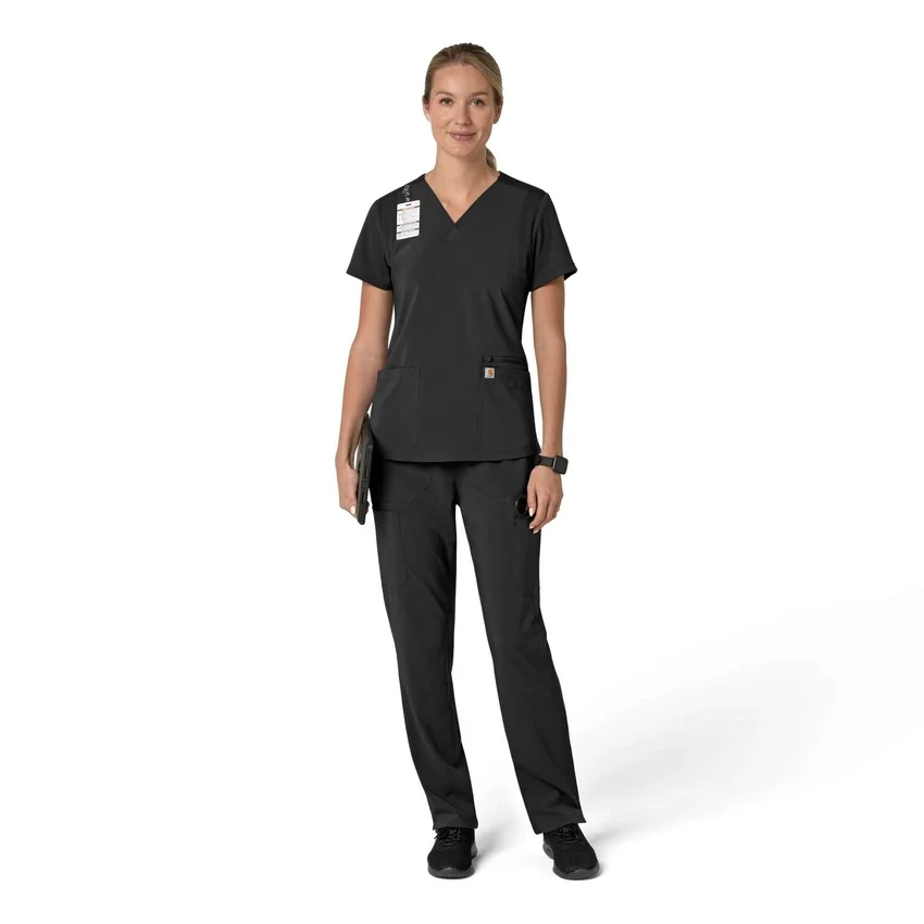 Blusa médica para mujer Force Cross-Flex con cuello en V y paneles elásticos en la parte de arriba