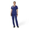 Blusa médica para mujer Force Cross-Flex con cuello en V y paneles elásticos en la parte de arriba