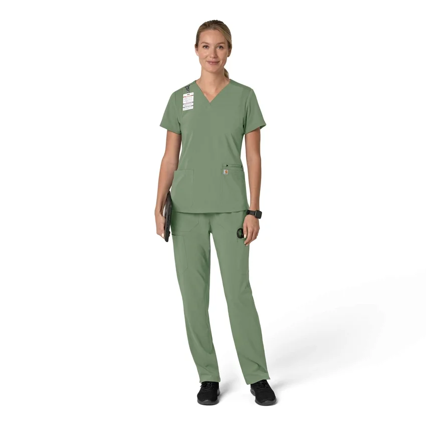 Blusa médica para mujer Force Cross-Flex con cuello en V y paneles elásticos en la parte de arriba