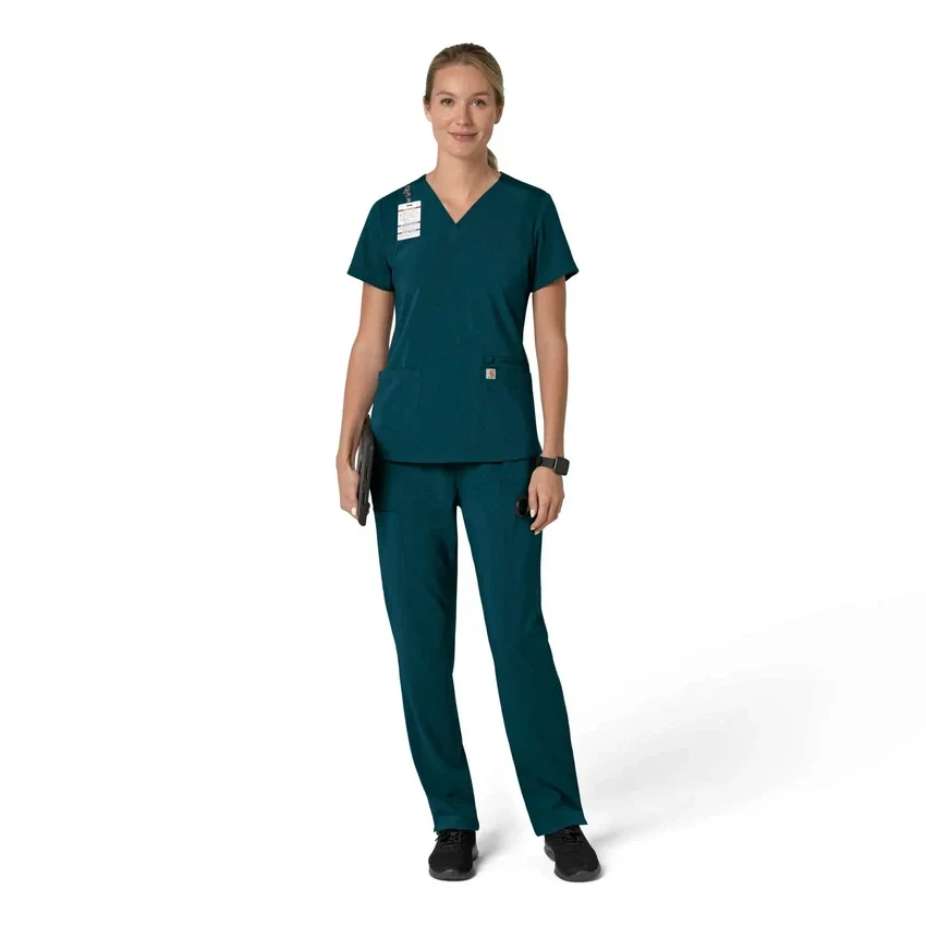 Blusa médica para mujer Force Cross-Flex con cuello en V y paneles elásticos en la parte de arriba