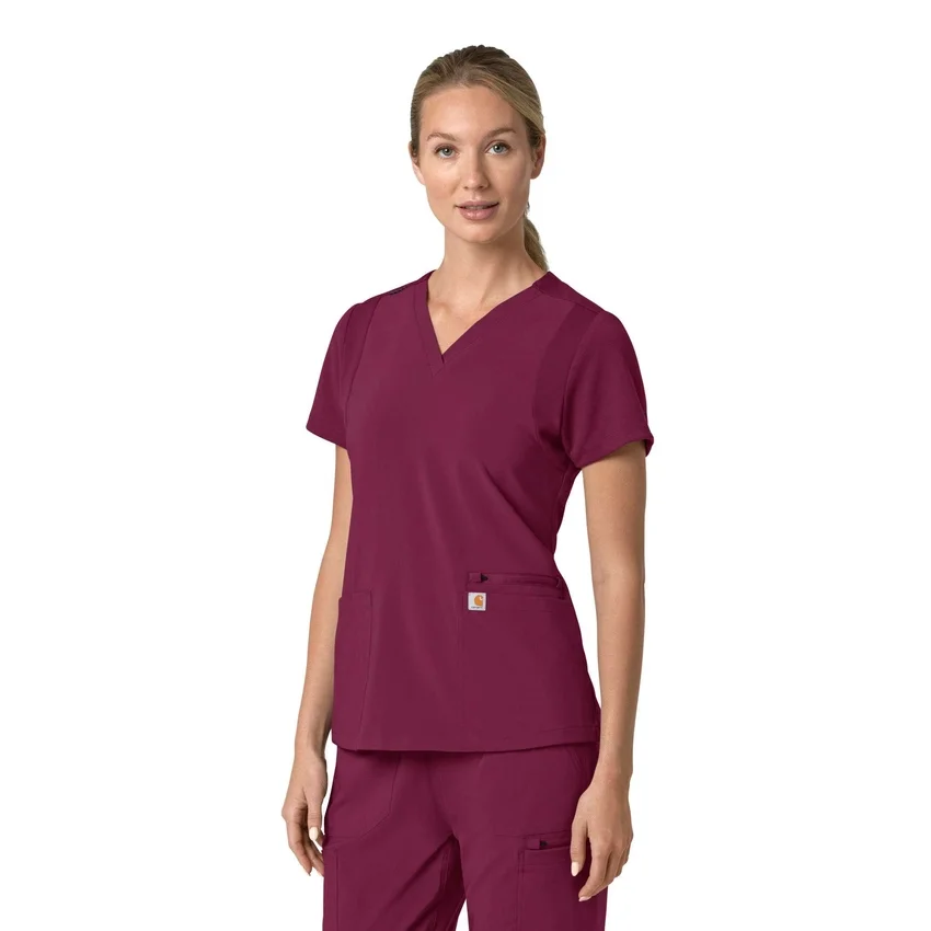 Blusa médica para mujer Force Cross-Flex con cuello en V y paneles elásticos en la parte de arriba