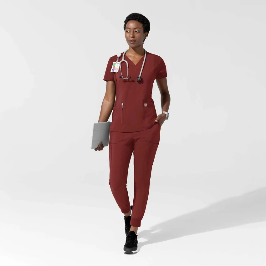 Blusa médica para mujer Force Cross-Flex con cuello en V y paneles elásticos en la parte de arriba