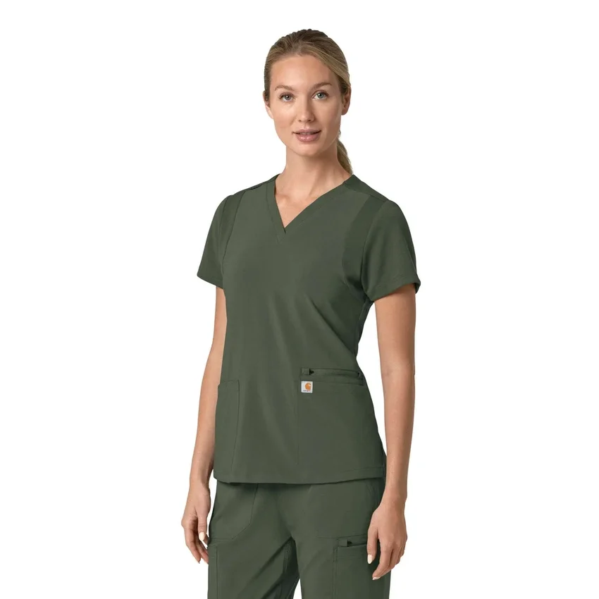 Blusa médica para mujer Force Cross-Flex con cuello en V y paneles elásticos en la parte de arriba