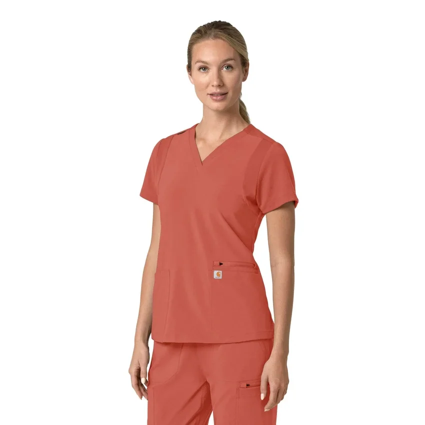 Blusa médica para mujer Force Cross-Flex con cuello en V y paneles elásticos en la parte de arriba