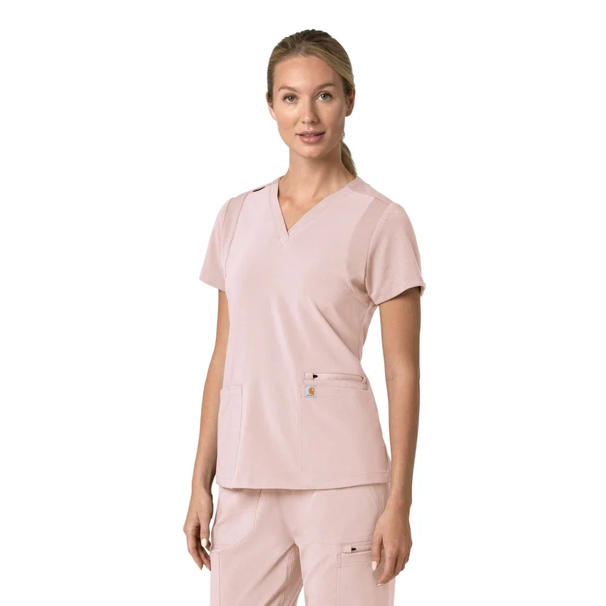 Blusa médica para mujer Force Cross-Flex con cuello en V y paneles elásticos en la parte de arriba