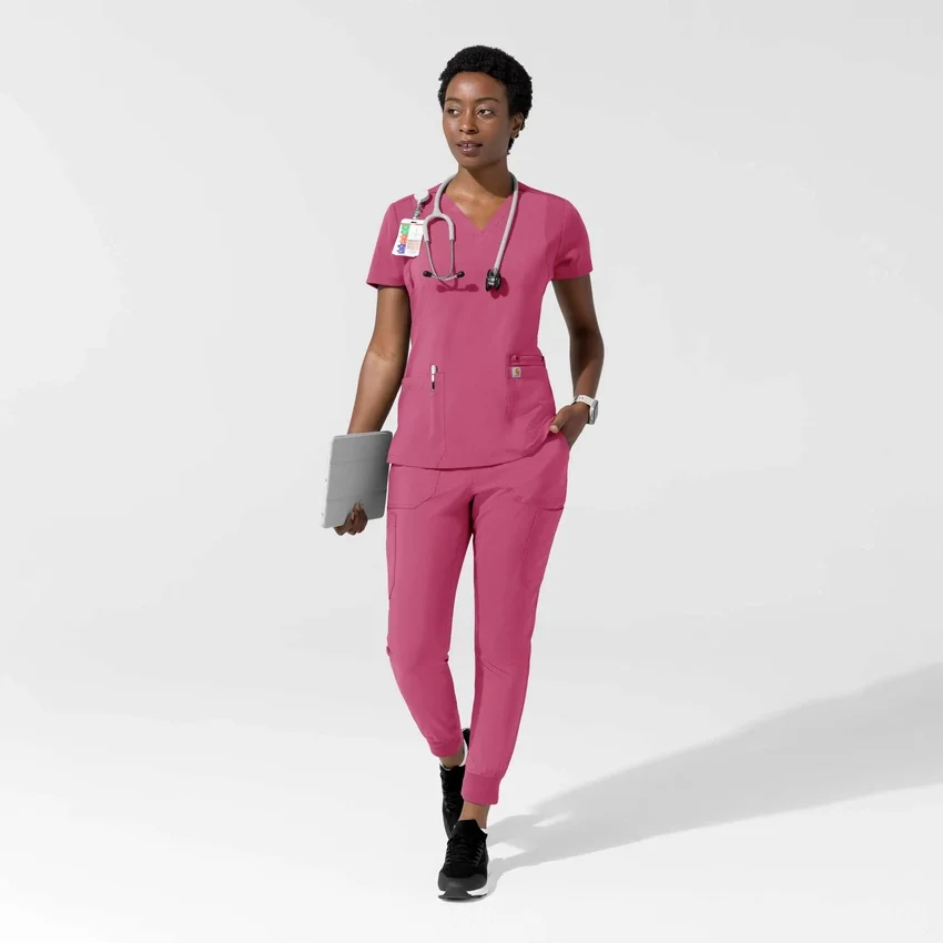 Blusa médica para mujer Force Cross-Flex con cuello en V y paneles elásticos en la parte de arriba