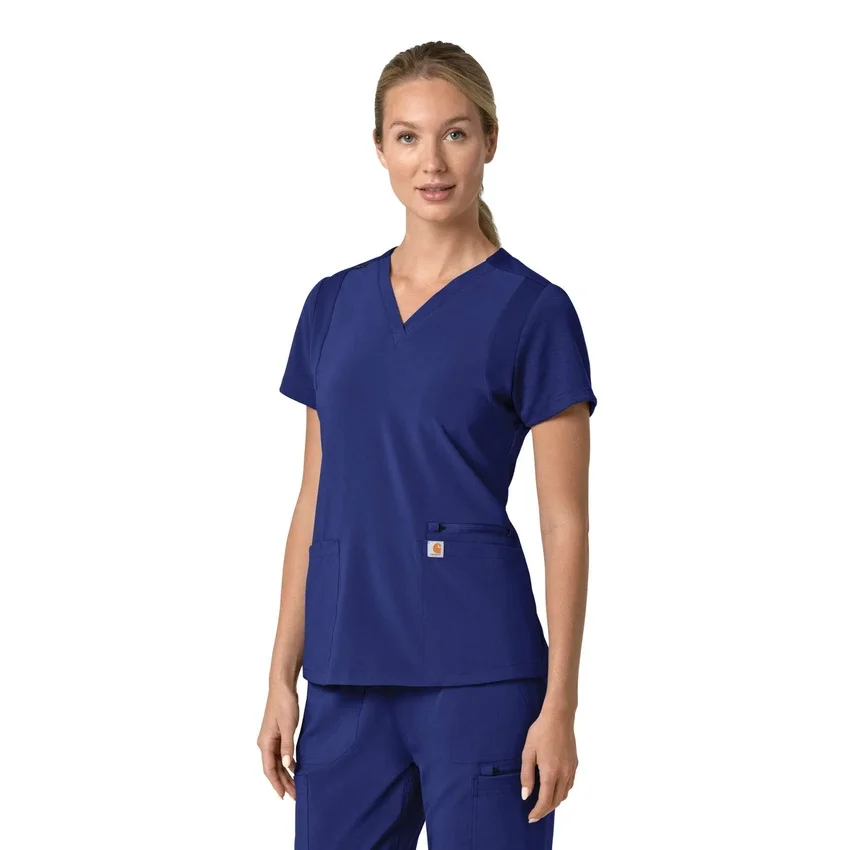 Blusa médica para mujer Force Cross-Flex con cuello en V y paneles elásticos en la parte de arriba